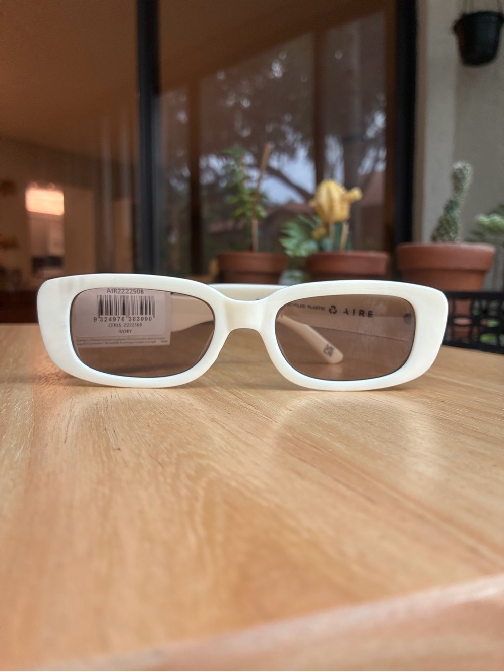 NWT AIRE Ceres Ivory Slim Oval Sunglasses